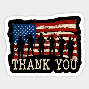 American Flag Thank You Veterans Sticker